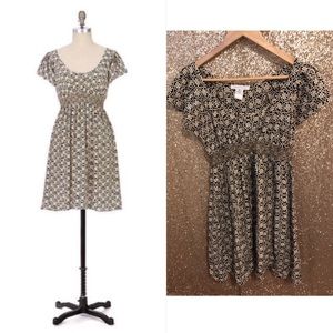 Anthropologie 100% Silk Golden Chain Dress Sz 4